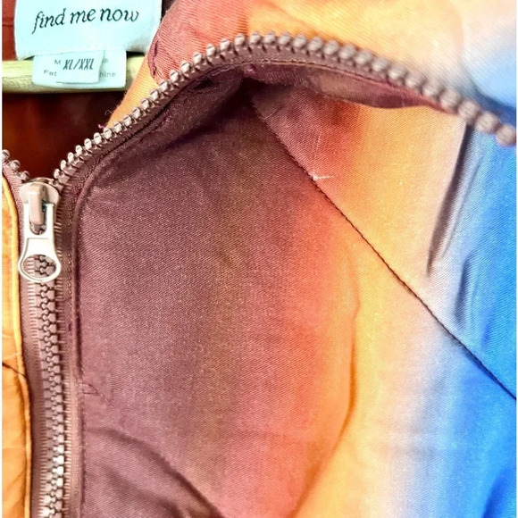 Find Me Now Aurora Puffer Copper Gradient Zip- Up Boxy Tencel Jacket Size XL/XXL - Picture 9 of 16